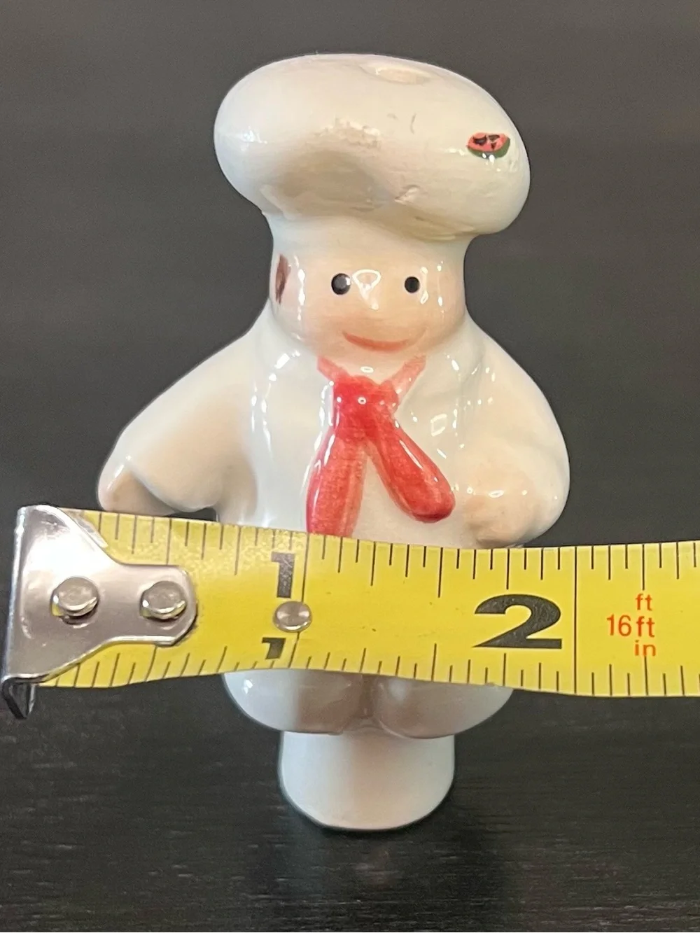 VTG Ceramic Chef Pie Bird Pie Vent Funnel Watermelon Hand Painted 3.25”